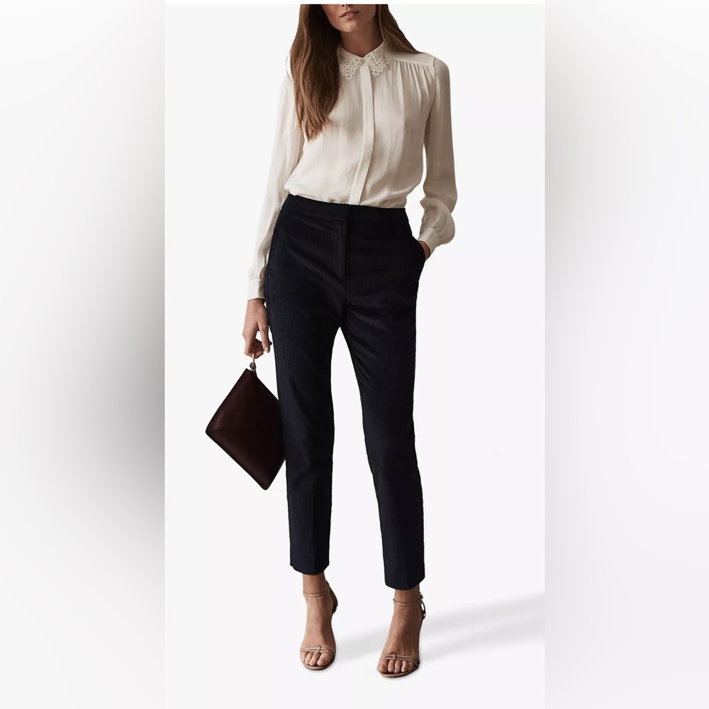 Reiss Cream Lace Collar Long-Sleeve Blouse - Picture 3 of 12